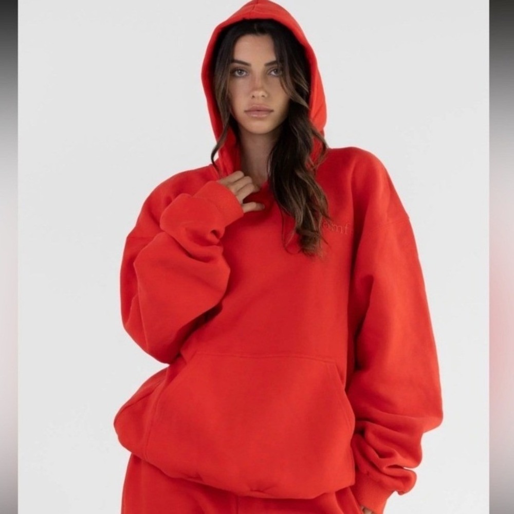Comfrt Minimalist Hoodie Unisex 2XL Crimson Red Excellent Heavyweight Fleece
